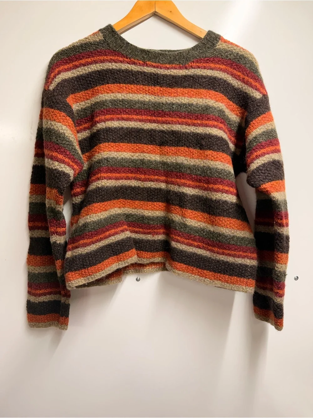 vintage 90s Y2K  J.Crew wool sweater Size Small Earth Tone Grunge Striped